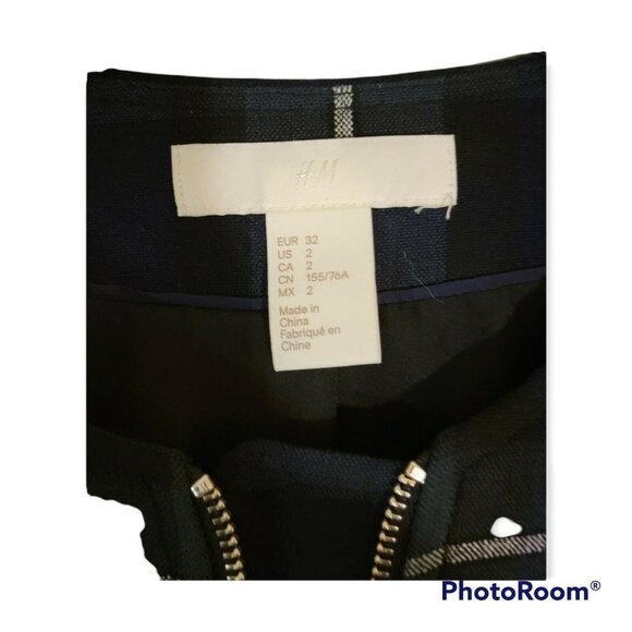 HM Womens Grean And Blue Plaid Zip Front Dress Jacket Size 2 - Picture 5 of 6